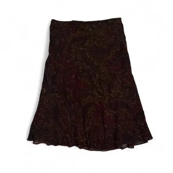 Vintage Vtg Ralph Lauren boho western fairycore paisley silk midi skirt - Picture 2 of 5